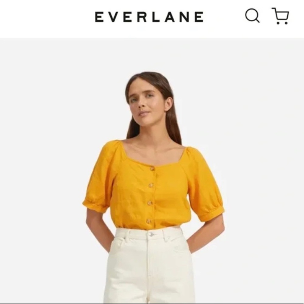 Everlane Linen Top in Mustard Yellow